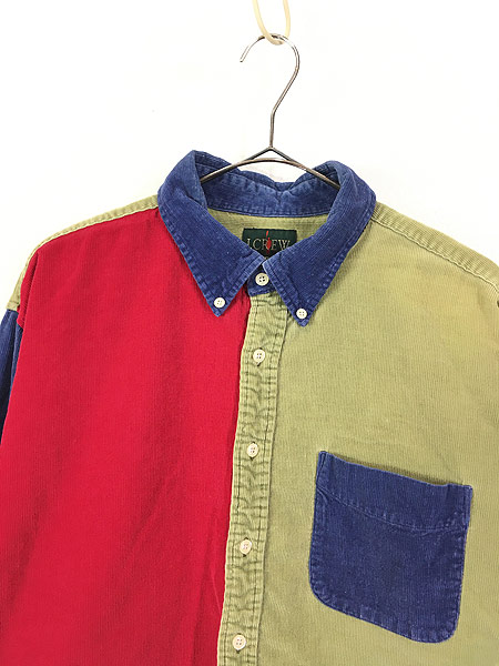 古着 90s J Crew クレイジー パターン コーデュロイ シャツ XL 古着