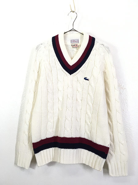 古着 70s USA製 IZOD × B Altman ブルーワニ ワッペン チルデン ニット