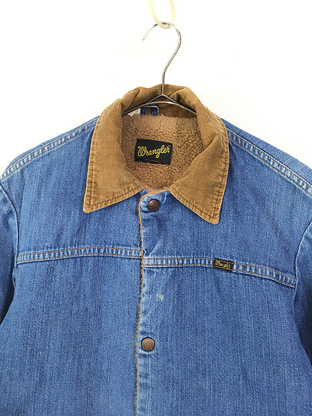 古着 70s USA製 Wrangler 裏ボア デニム ランチ ジャケット ロング丈