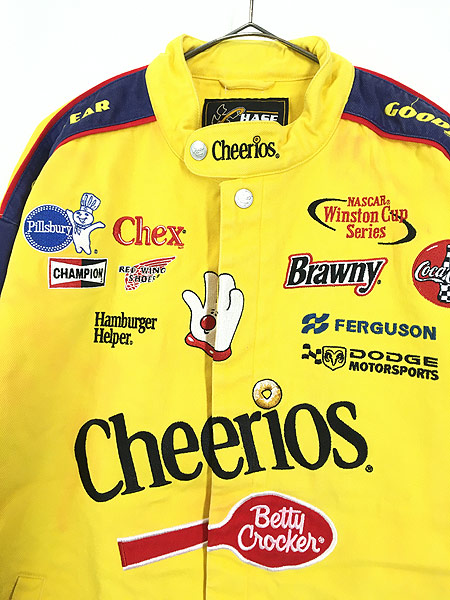 90s Cheerios コットン レーシングジャケットブルゾン 刺繍ロゴ 黄色