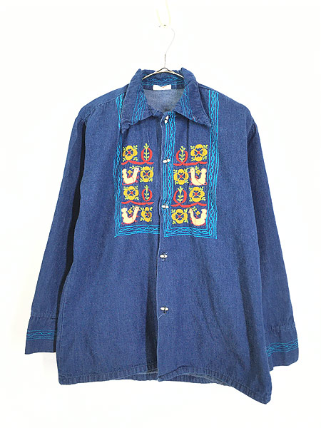 70s ノーカラージャケット　民族　刺繍　　ヴィンテージ  民族衣装　USA