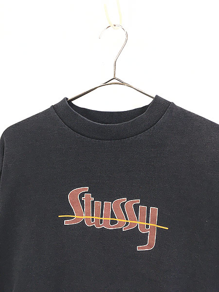 古着 90s USA製 Stussy 白タグ シンプル ロゴ 100%コットン 長袖 T 