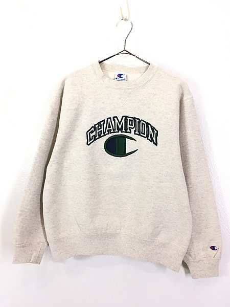 古着 90s USA製 Champion BIG ロゴ 刺しゅう 前V スウェット