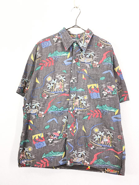 90's HAWAII製 レインスプーナー 裏地アロハシャツ vintage