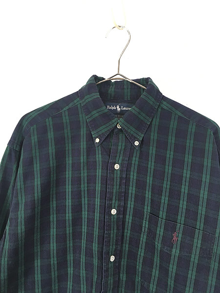 古着 90s Ralph Lauren 「BIG SHIRT」 ブラックウォッチ チェック BD