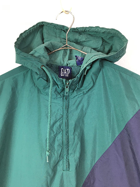 古着 90s GAP スラッシュ バイカラー ナイロン アノラック パーカー