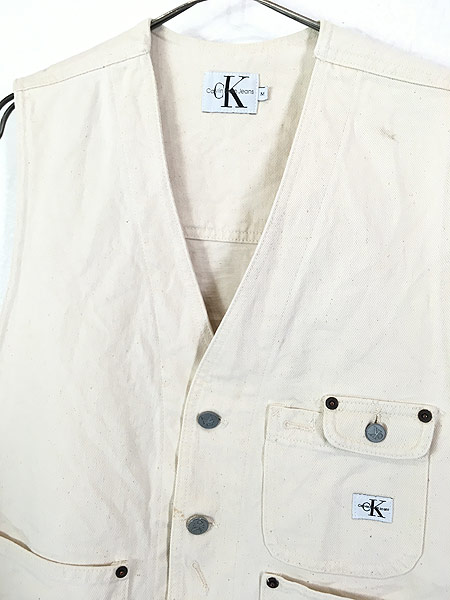 古着 90s USA製 CK Calvin Klein Jeans 4ポケット ホワイト デニム 
