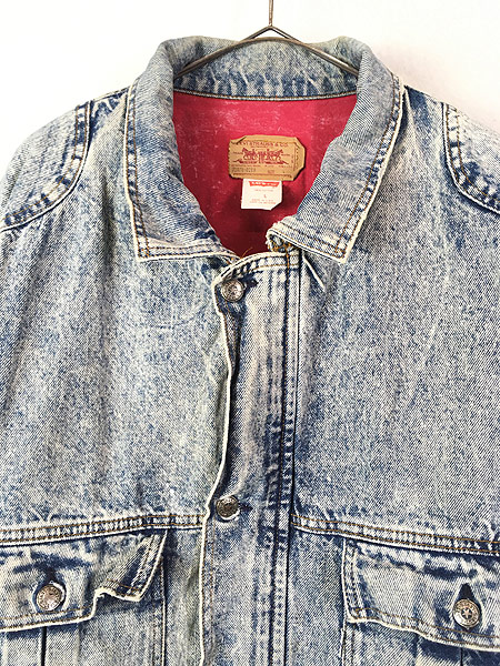 古着 90s USA製 Levi's 75074 レッド ライナー ケミカル デニム