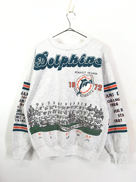 90年代 PRO PLAYR NFL MIAMI DOLPHINS マイアミドルフィンズ プリントスウェットシャツ トレーナー USA製 メンズL ヴィンテージ /eaa287407