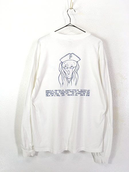 古着 90s USA製 FEB CLUB 「P」 ムンクの叫び パロディ アート 長袖 Ｔ