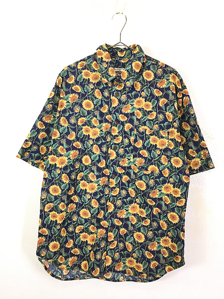 80s Sun Flower vintage shirt ひまわり