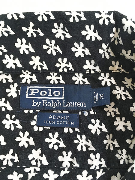 古着 90s Polo Ralph Lauren 「ADAMS」 モノクロ 花柄 ボックス 開襟