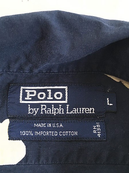 古着 90s USA製 Polo Ralph Lauren テニス 人物 総柄 ボックス 開襟 