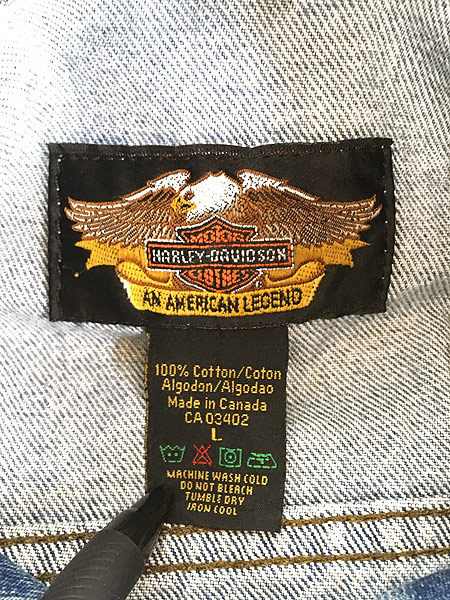 古着 90s HARLEY DAVIDSON ハーレー シールド 刺しゅう デニム