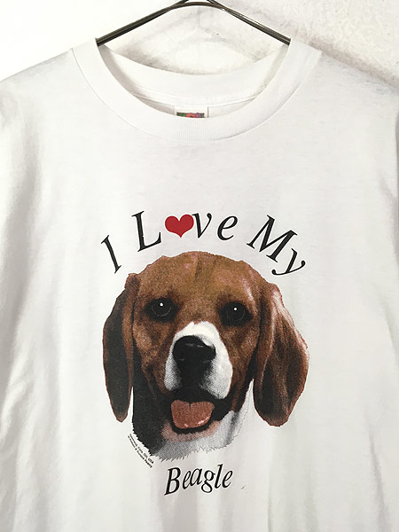 古着 90s 「I Love My Beagle」 犬 ビーグル フォト プリント Tシャツ ...