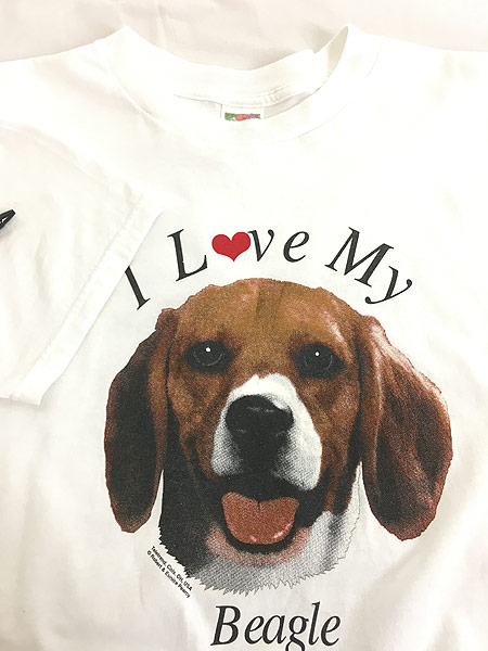 古着 90s 「I Love My Beagle」 犬 ビーグル フォト プリント Tシャツ ...