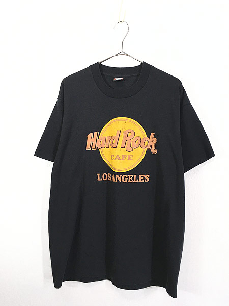 古着 90s USA製 Hard Rock Cafe 「LOS ANGELES」 BIG ロゴ ハードロック Tシャツ 黒 L 古着