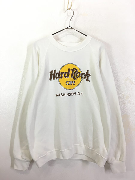 古着 80s USA製 Hard Rock Cafe 「Washington」 BIG ロゴ ハードロック スウェット 白 XL 古着