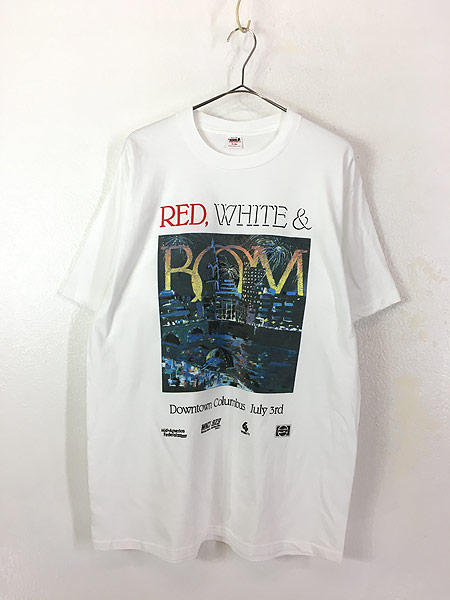 古着 90s USA製 RED WHITE & BOOM ファイヤーワークス 花火 大会 アート Tシャツ XL 古着