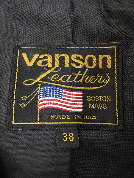 古着 90s USA製 Vanson 変形 Dポケット 本革 カウハイド レザー ダブル