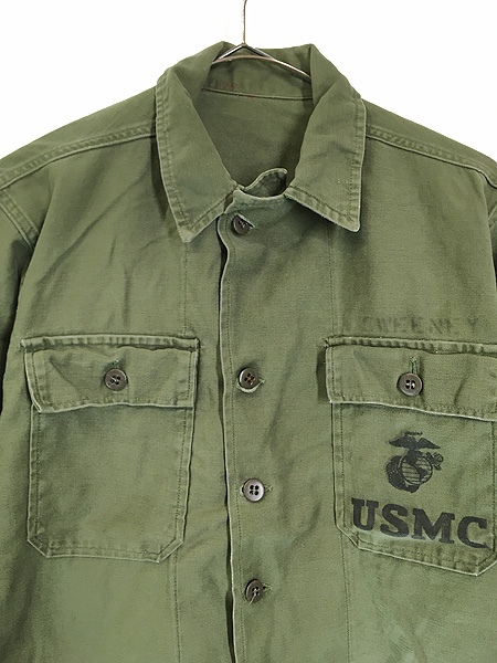 古着 50s 米軍 USMC 「1st 初期」 ステンシル コットンサテン