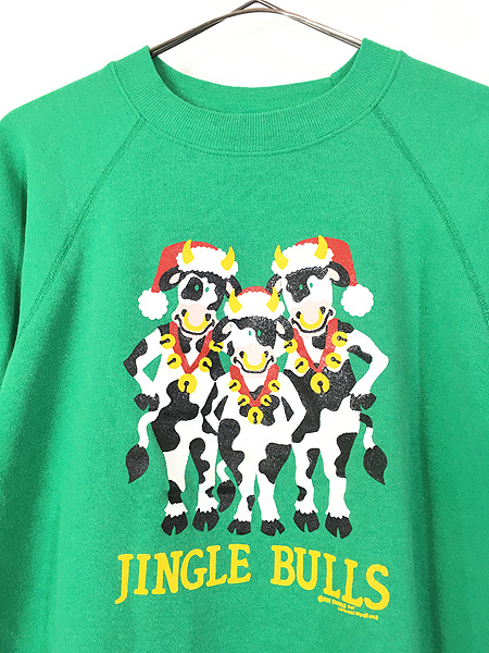 古着 80s USA製 Jingle Bulls サンタ ウシ アニマル ポップ アート