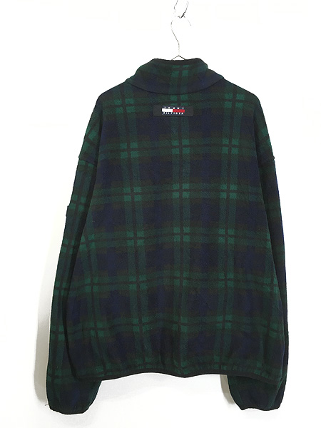 古着 90s TOMMY HILFIGER フラッグ ラバー パッチ ブラックウォッチ