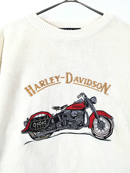 古着 90s USA製 HARLEY DAVIDSON 豪華 バイク 刺しゅう コットン