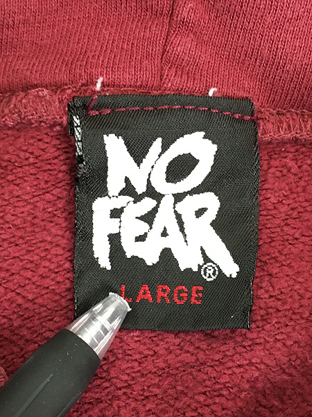 古着 90s USA製 NO FEAR ロゴ 刺しゅう スウェット パーカー L 古着