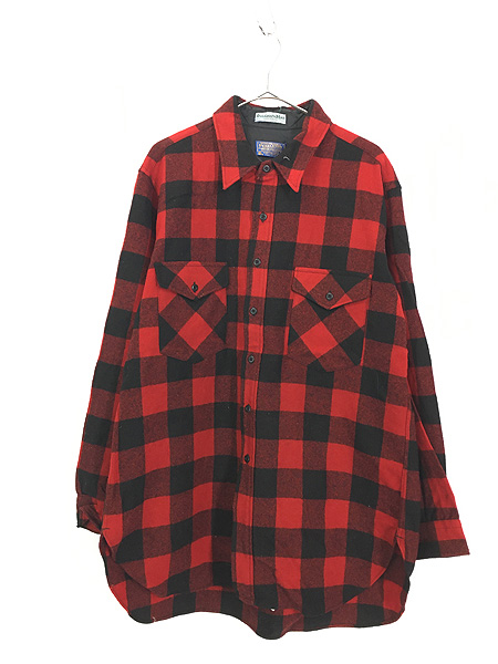 古着 70s USA製 Pendleton × Outdoors Man Wネーム バッファロー チェック ウール シャツ XL - 古着 通販  ヴィンテージ 古着屋 Dracaena ドラセナ