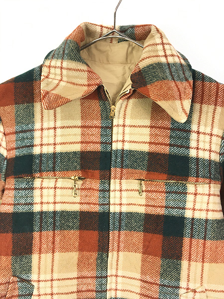 古着 70s Pendleton 暖色 チェック ウール × ソリッド コットン 