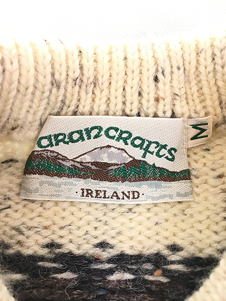古着 90s Ireland製 Aran Crafts フェアアイル ボーダー アラン