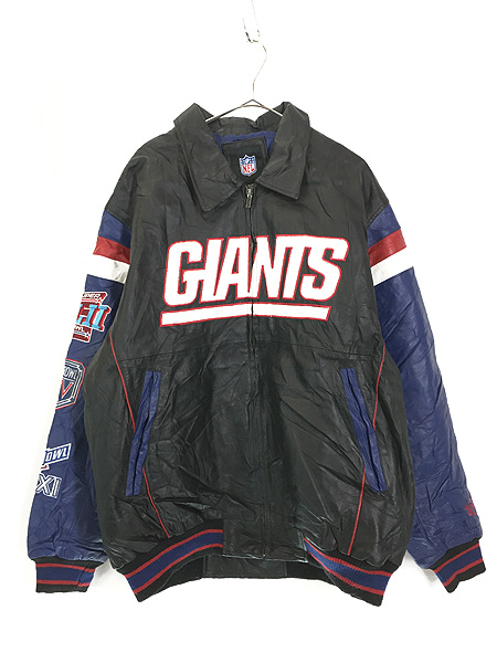 古着 NFL New York Giants ジャイアンツ 本革 オールレザー スタジャン