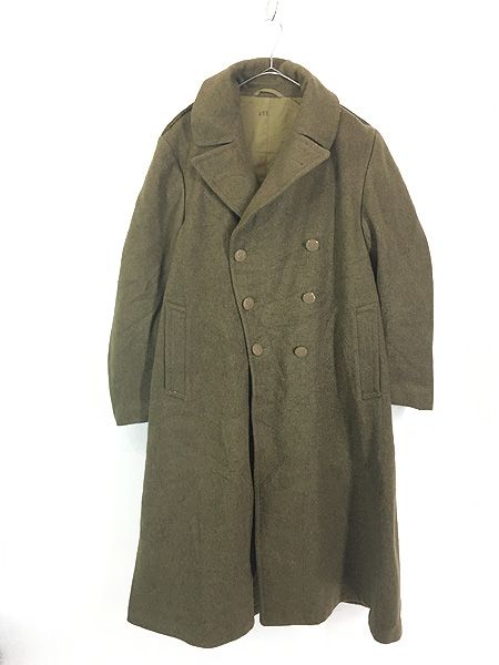 古着 40s 米軍 US ARMY WW2 「Overcoat Wool Melton」 32oz メルトン ウール オーバー コート 42R 美品!!