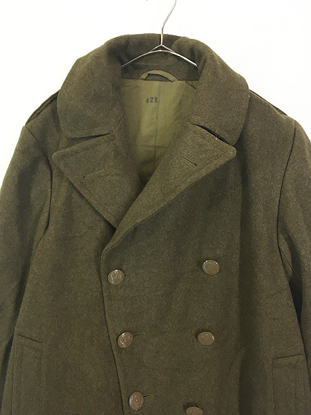 [2] 古着 40s 米軍 US ARMY WW2 「Overcoat Wool Melton」 32oz メルトン ウール オーバー コート 42R 美品!!