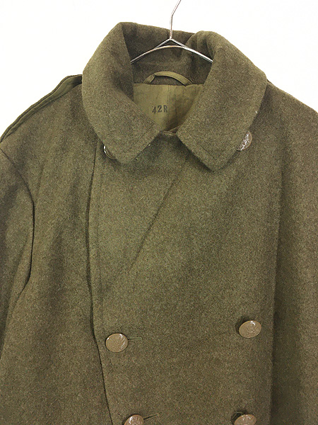 [3] 古着 40s 米軍 US ARMY WW2 「Overcoat Wool Melton」 32oz メルトン ウール オーバー コート 42R 美品!!