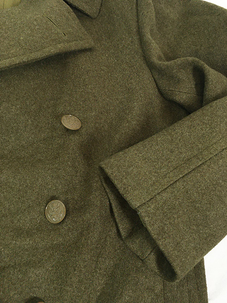 [5] 古着 40s 米軍 US ARMY WW2 「Overcoat Wool Melton」 32oz メルトン ウール オーバー コート 42R 美品!!