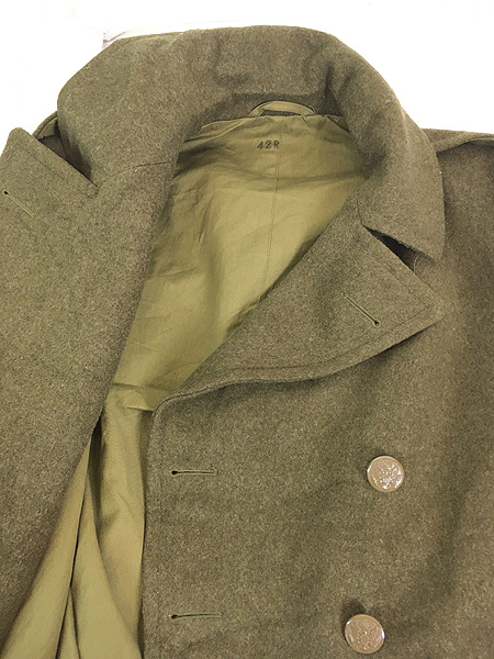 [6] 古着 40s 米軍 US ARMY WW2 「Overcoat Wool Melton」 32oz メルトン ウール オーバー コート 42R 美品!!