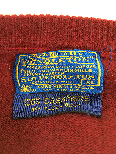 古着 70s USA製 Sir Pendleton 豪華 100% カシミア ニット セーター XL