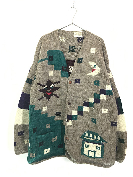 お気に入りの 古着 vintage ビンテージ ニット ポロシャツ 総柄 カーディガン 緑 ai-sp.co.jp