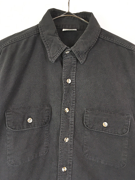 ブラック フランネル シャツ USA 90s 無地 ネルシャツ シンプル