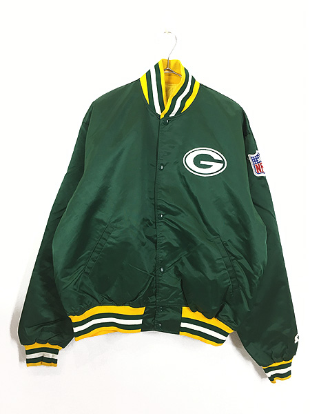 古着 90s USA製 NFL Green Bay Packers パッカーズ 光沢 サテン 