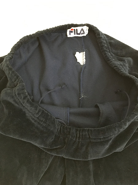 古着 90s Italy製 FILA ワンポイント パッチ ベロア イージー パンツ L
