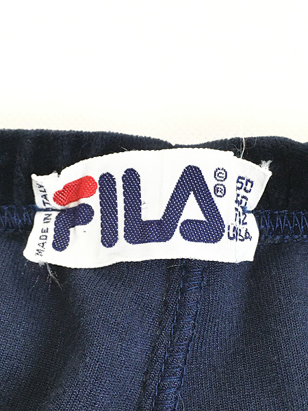 古着 90s Italy製 FILA ワンポイント パッチ ベロア イージー パンツ L