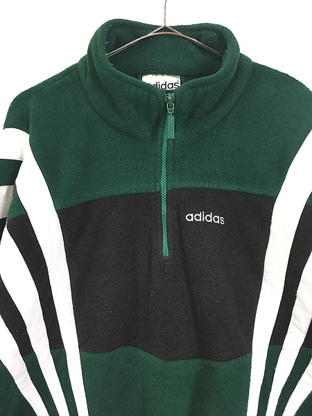 古着 90s adidas ワンポイント 刺しゅう 3ライン ハーフジップ