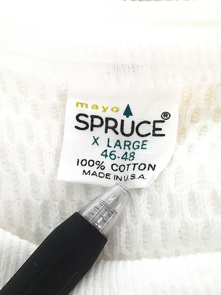 古着 70s USA製 Mayo SPRUCE 100%コットン ハニカム サーマル