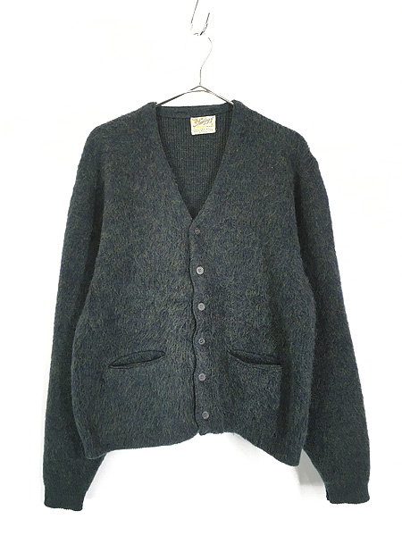 mohair カーディガン 60s モヘア vintage 古着 毛足長 - トップス