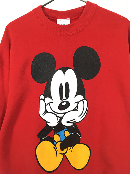 古着 90s USA製 Disney Mickey おすわり ミッキー 両面 BIG プリント