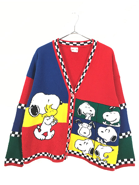 古着 80s USA製 Snoopy スヌーピー カラフル マルチ アクリル