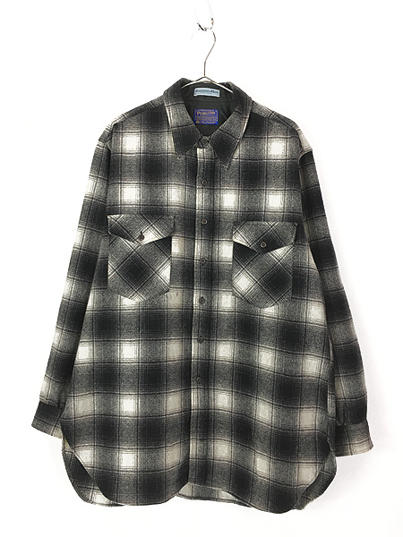 ◇ PENDLETON ◇ ヴィンテージ シャツ オンブレ 黒×白ボードシャツ ...